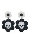 Boucles d'oreilles florales squelette noir et blanc