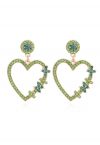 Boucles d'Oreilles Crochet Coeur Diamant Vert