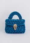 Mini sac tressé en grosse maille indigo