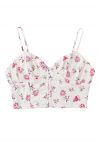 Crop top bustier fleuret brodé à œillets