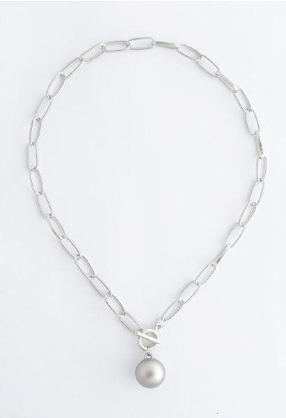 Collier chaîne boule ovale en argent