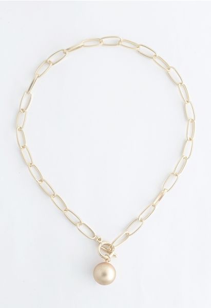 Collier Chaîne Ovale Boule Dorée