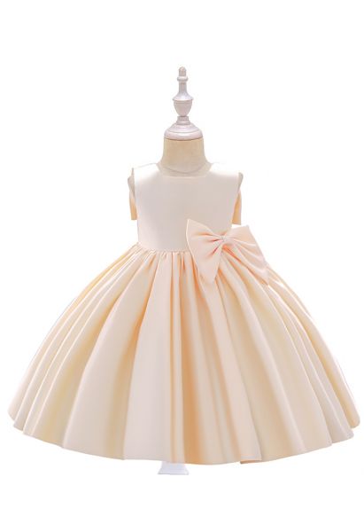 Robe de princesse sans manches à grand nœud dans le dos en crème pour les enfants