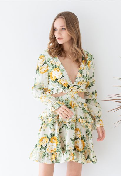 Charmante robe florale à volants parfumée