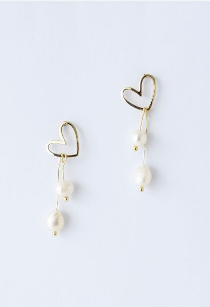 Boucles d'Oreilles Perlées Coeur Creux