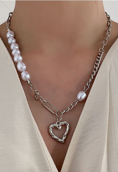 Collier de perles épissé coeur creux