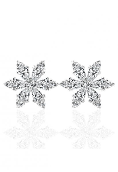 Boucles d'oreilles flocon de neige pleine moissanite diamant