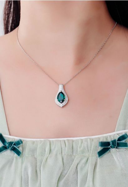 Collier Gemme Émeraude Forme Poire