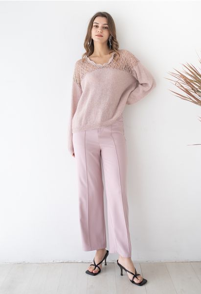 Pantalon décontracté de couleur unie Breezy en rose