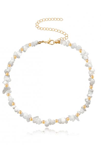 Collier en pierre naturelle irrégulière en blanc