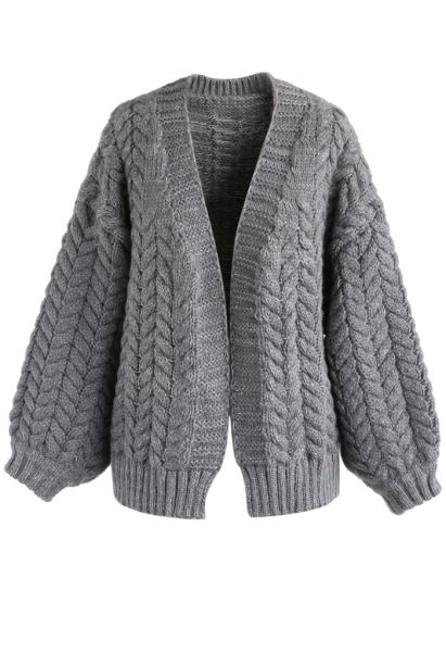 Joli à tricoter votre cardigan épais gris