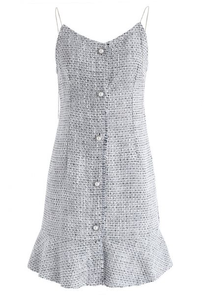 Elle va robe camisole en tweed gris