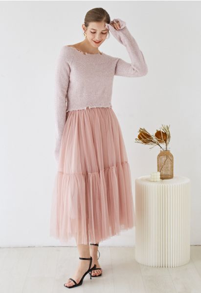 Ne peut pas laisser aller jupe en tulle Mesh en rose