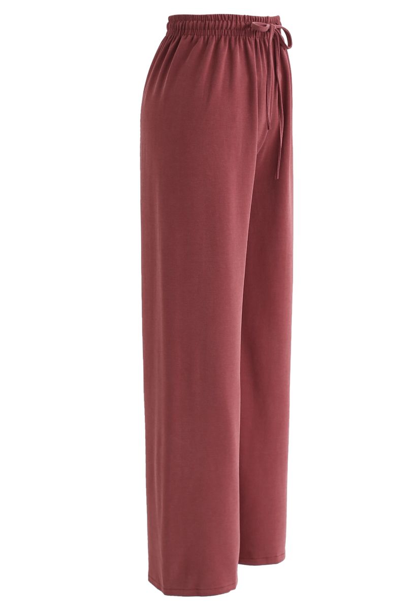 Pantalon large à cordon de serrage en rouge