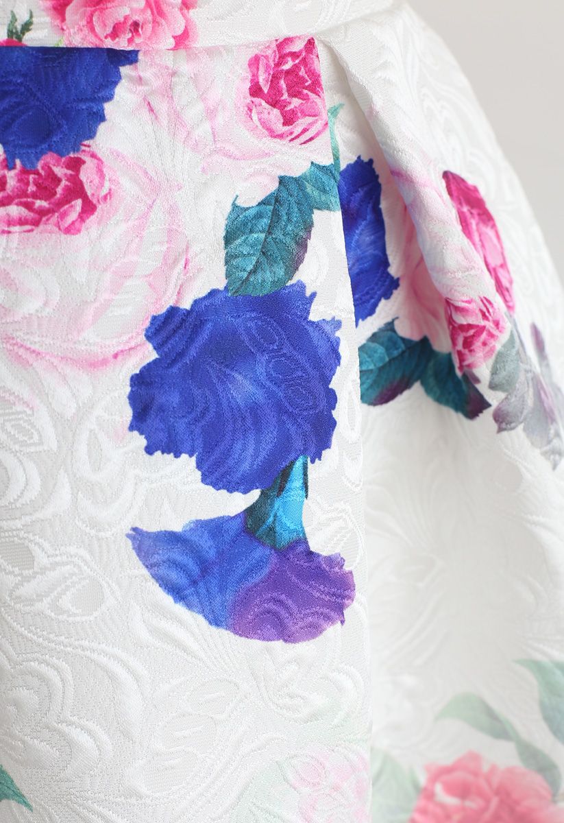 Jupe plissée en jacquard rose baroque