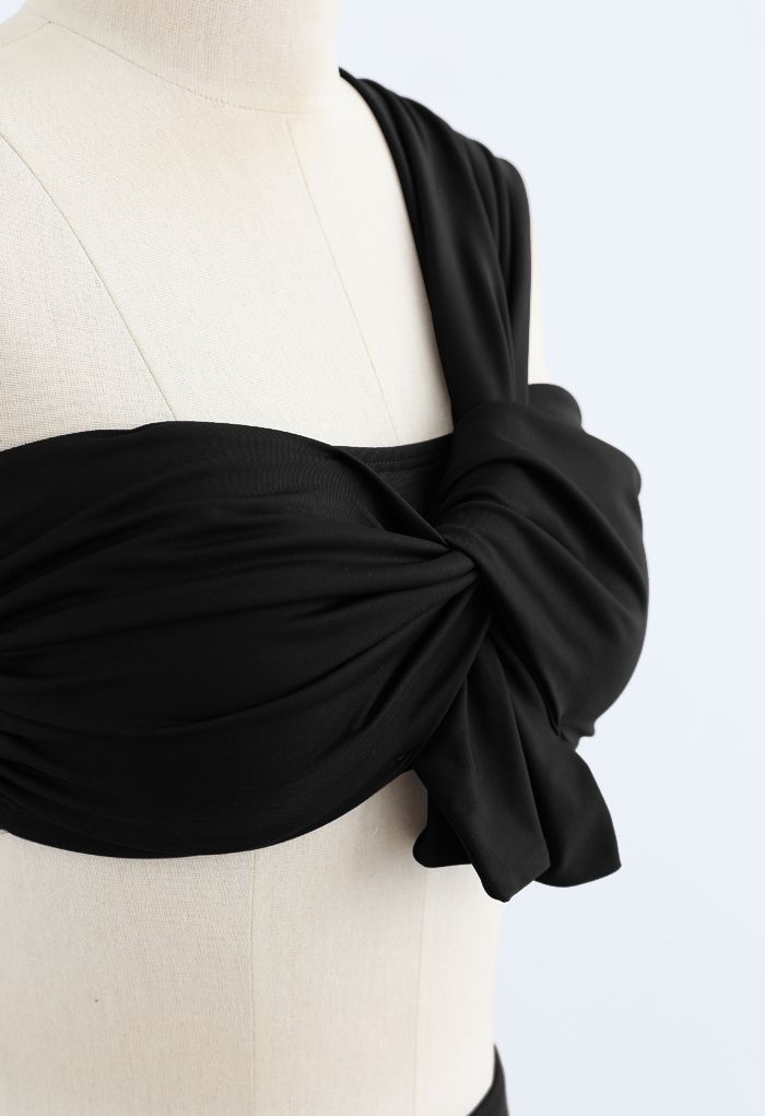 Ensemble de bikini à une épaule Sweet Knot en noir