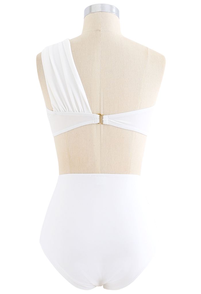 Ensemble de bikini à une épaule Sweet Knot en blanc