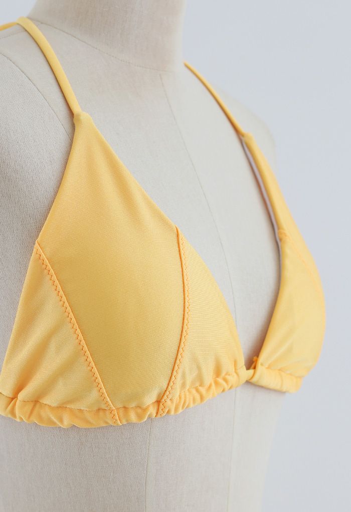 Ensemble de bikini à licou auto-noué en jaune