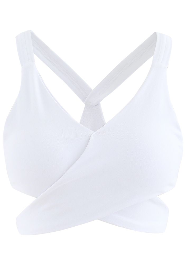 Soutien-gorge de sport Wrap Design à faible impact en blanc