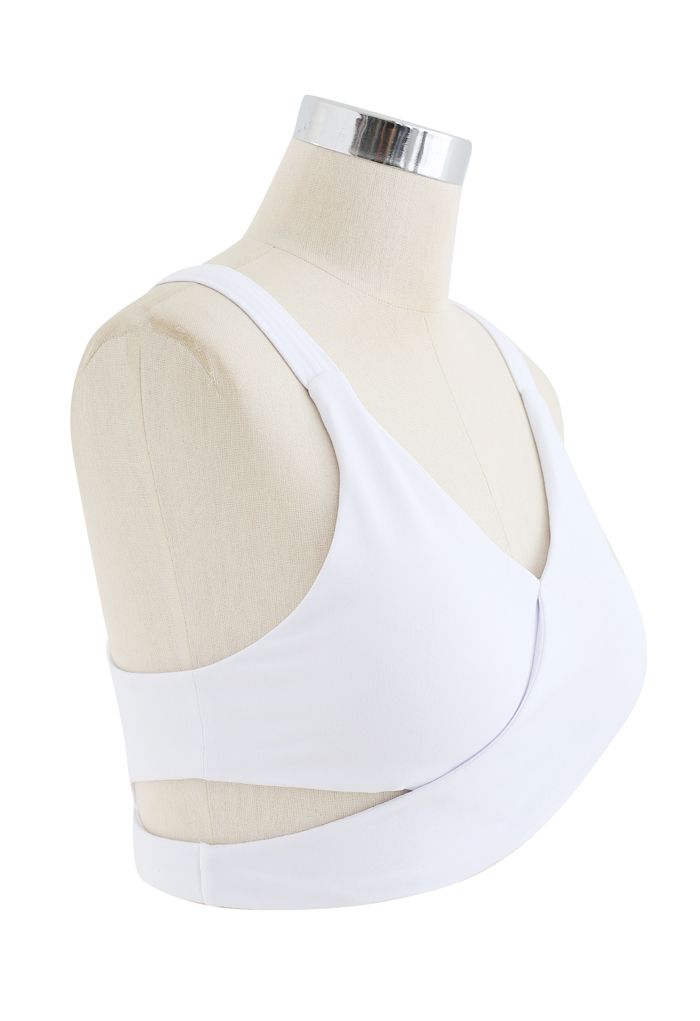 Soutien-gorge de sport Wrap Design à faible impact en blanc