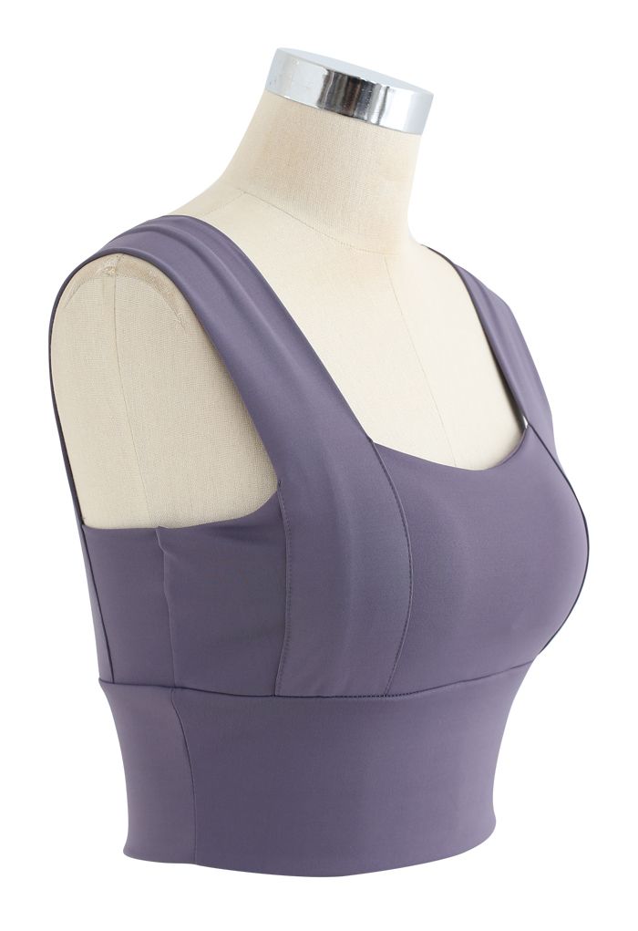 Soutien-Gorge de Sport pour Impact Moyen avec Coutures à Bretelles en Violet