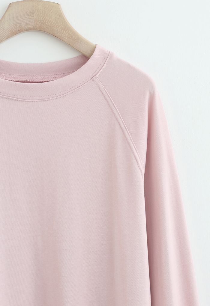 Sweat-shirt ample à manches longues en rose