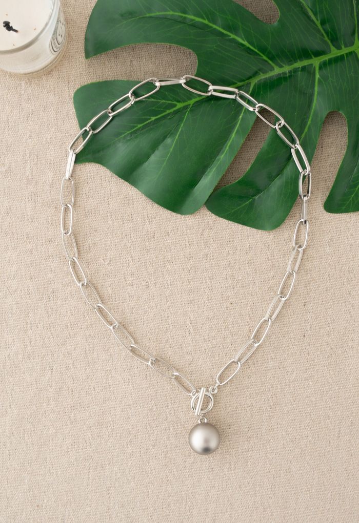 Collier chaîne boule ovale en argent