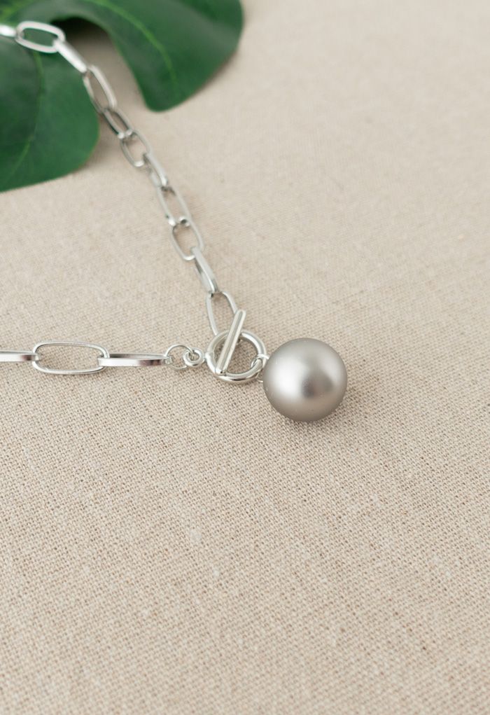 Collier chaîne boule ovale en argent