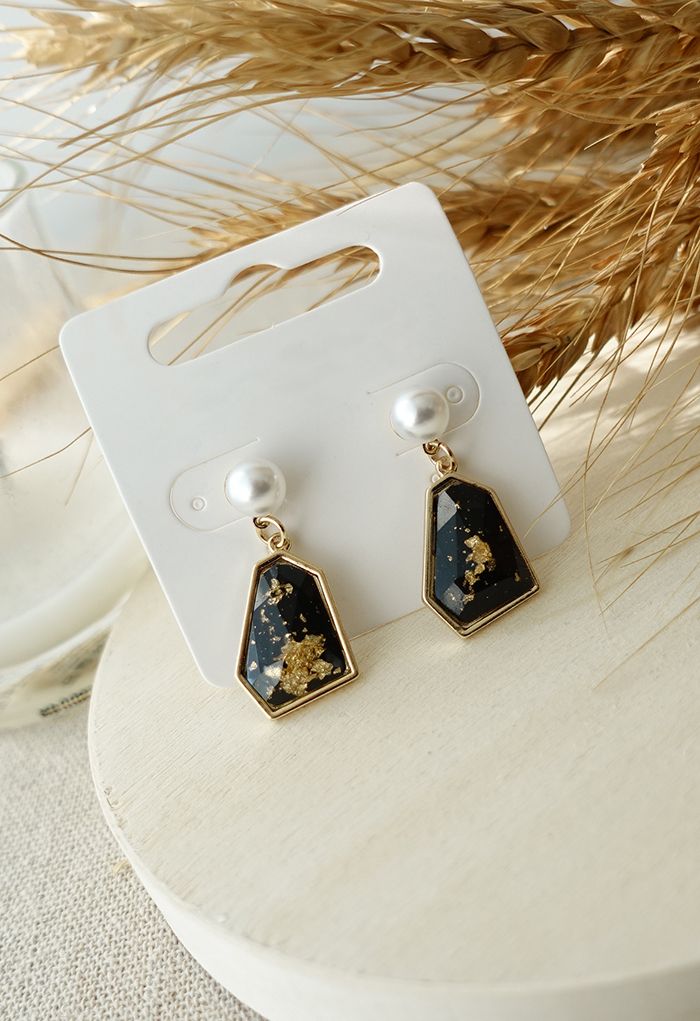 Boucles d'oreilles pendantes perle et strass