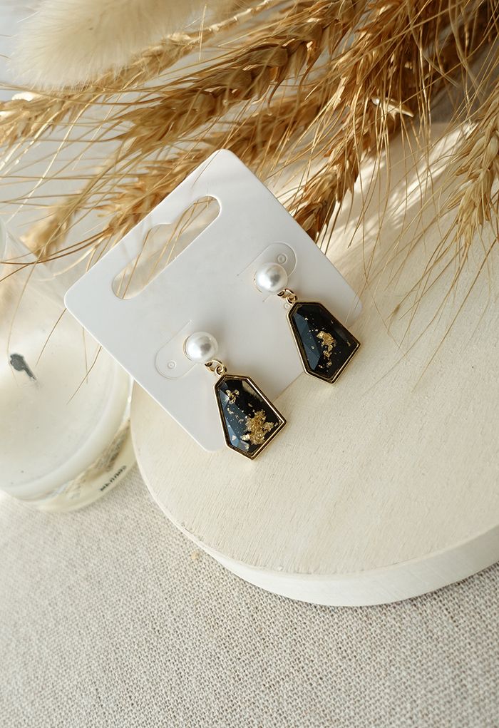 Boucles d'oreilles pendantes perle et strass