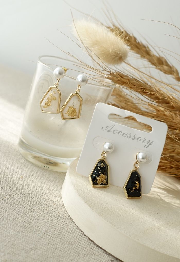 Boucles d'oreilles pendantes perle et strass