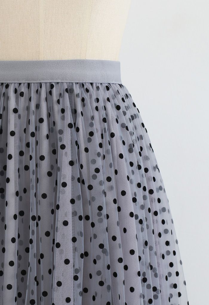 Can't Let Go Dots Mesh Tulle Jupe en Dusty Blue