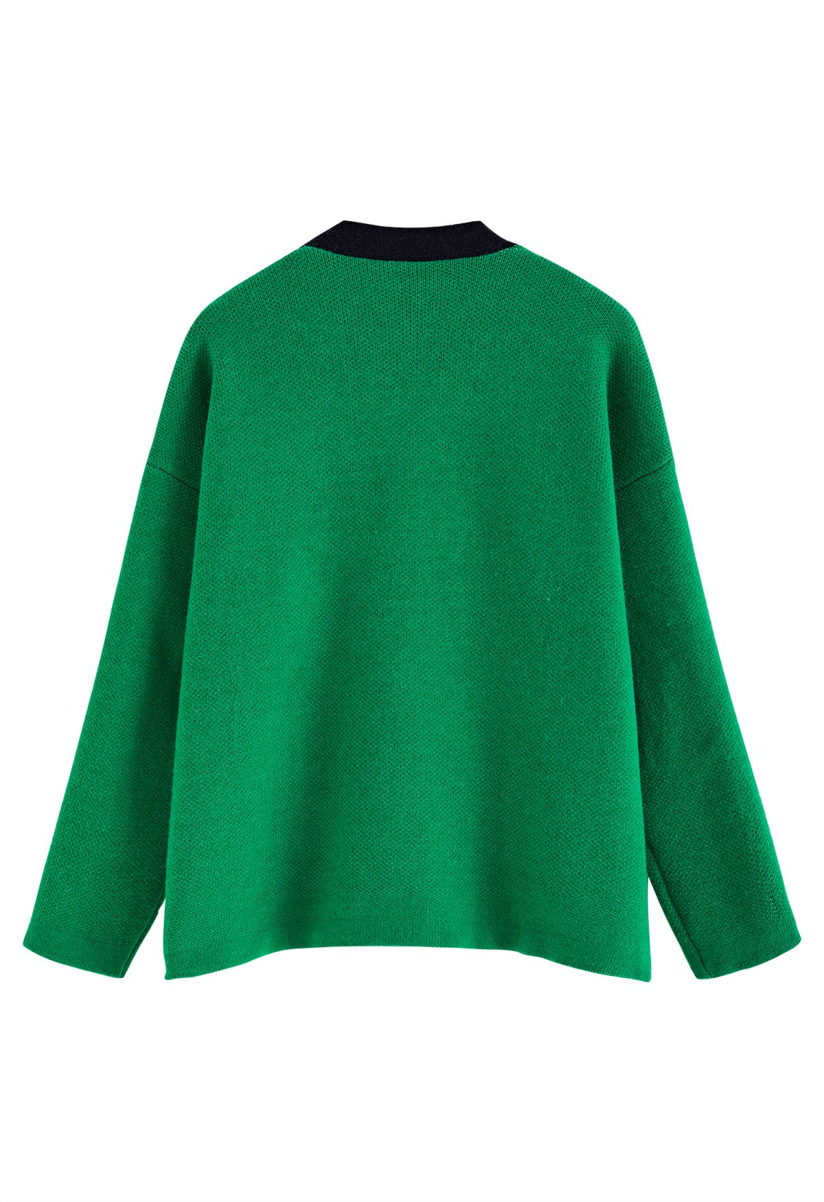 Cardigan à double boutonnage de couleur contrastée en vert