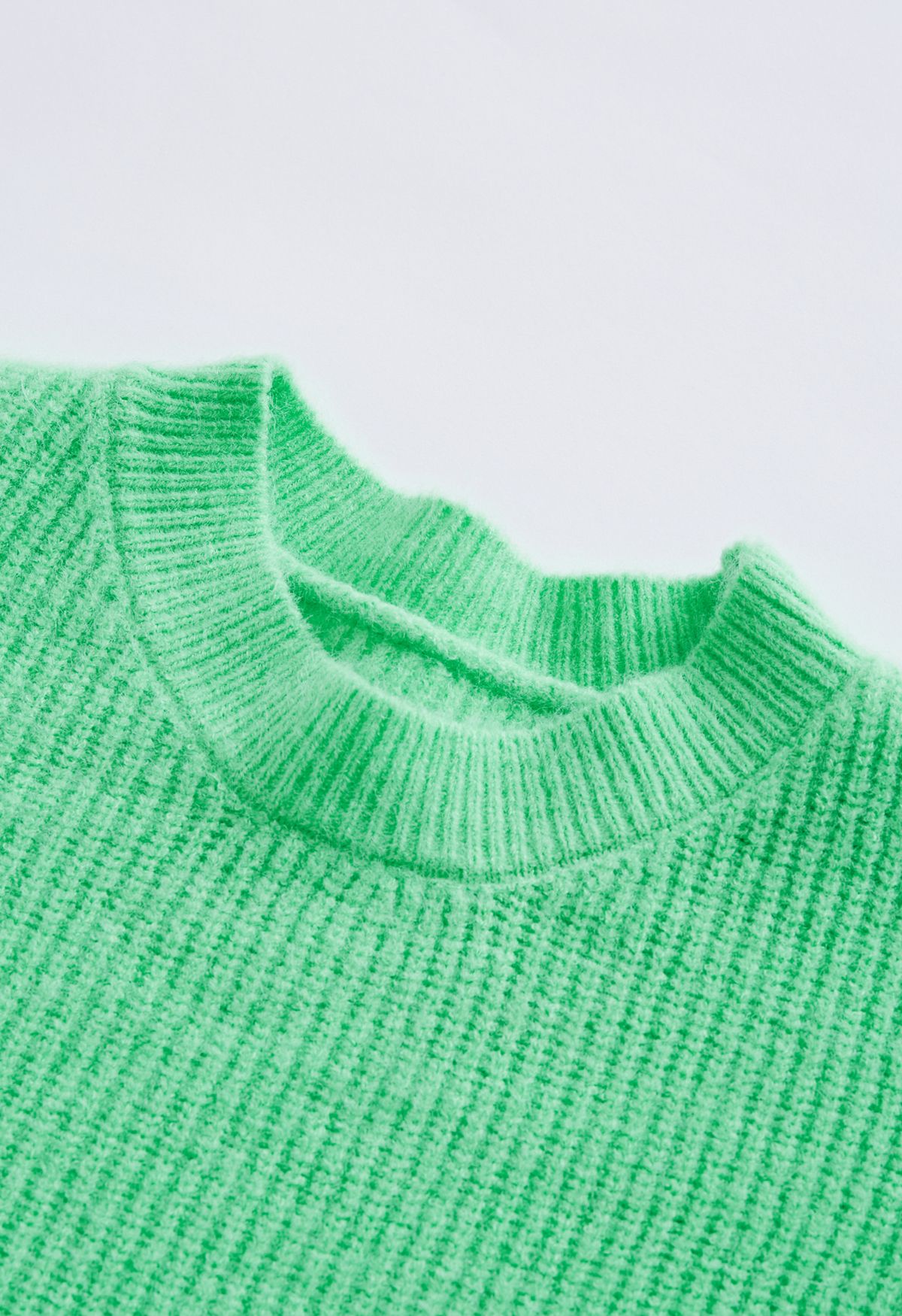 Pull en tricot côtelé à col rond ombré en vert