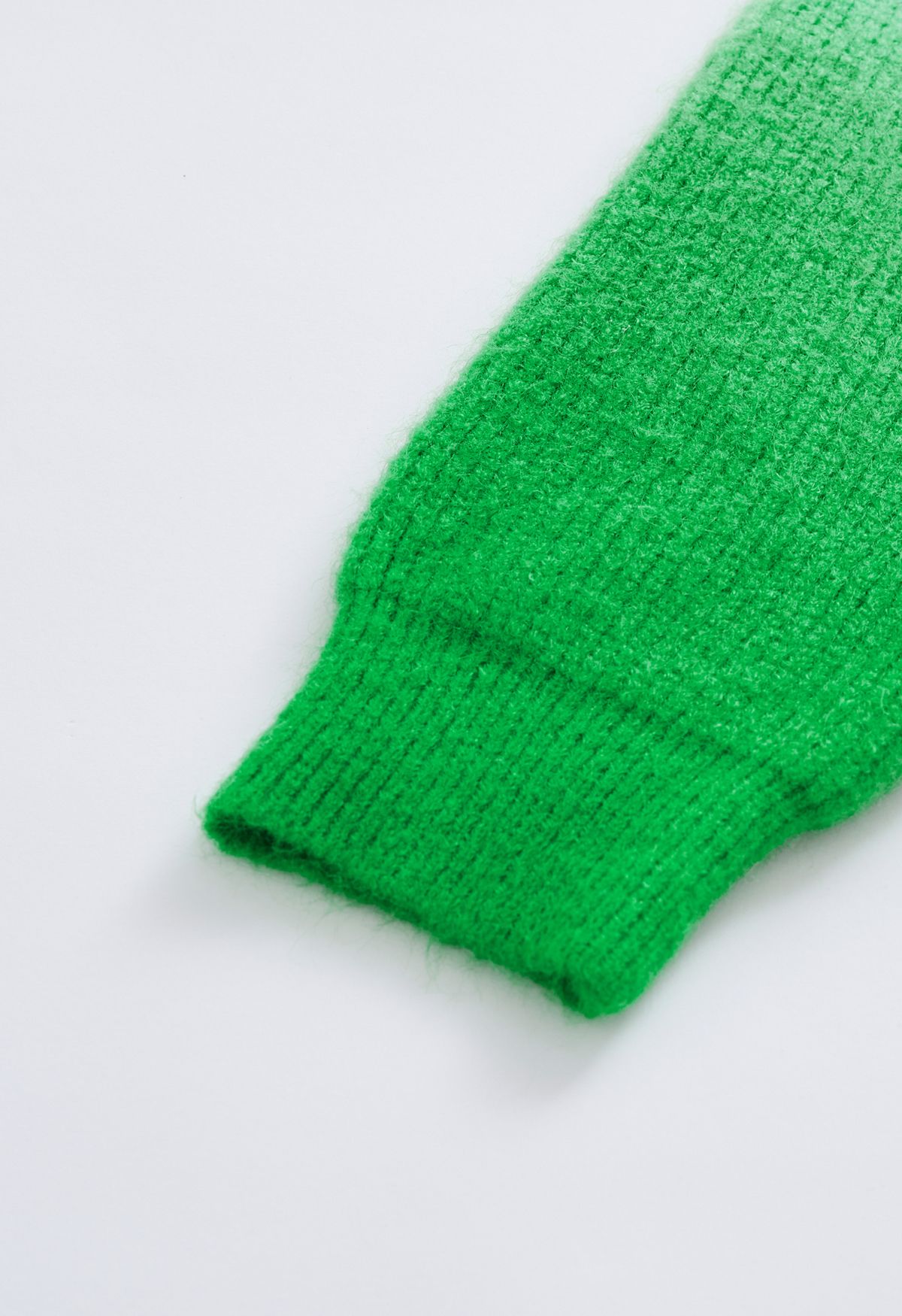 Pull en tricot côtelé à col rond ombré en vert