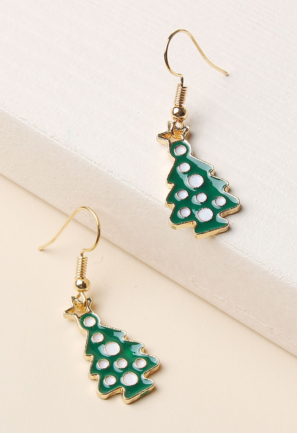 Boucles d'Oreilles Brillantes Sapin de Noël