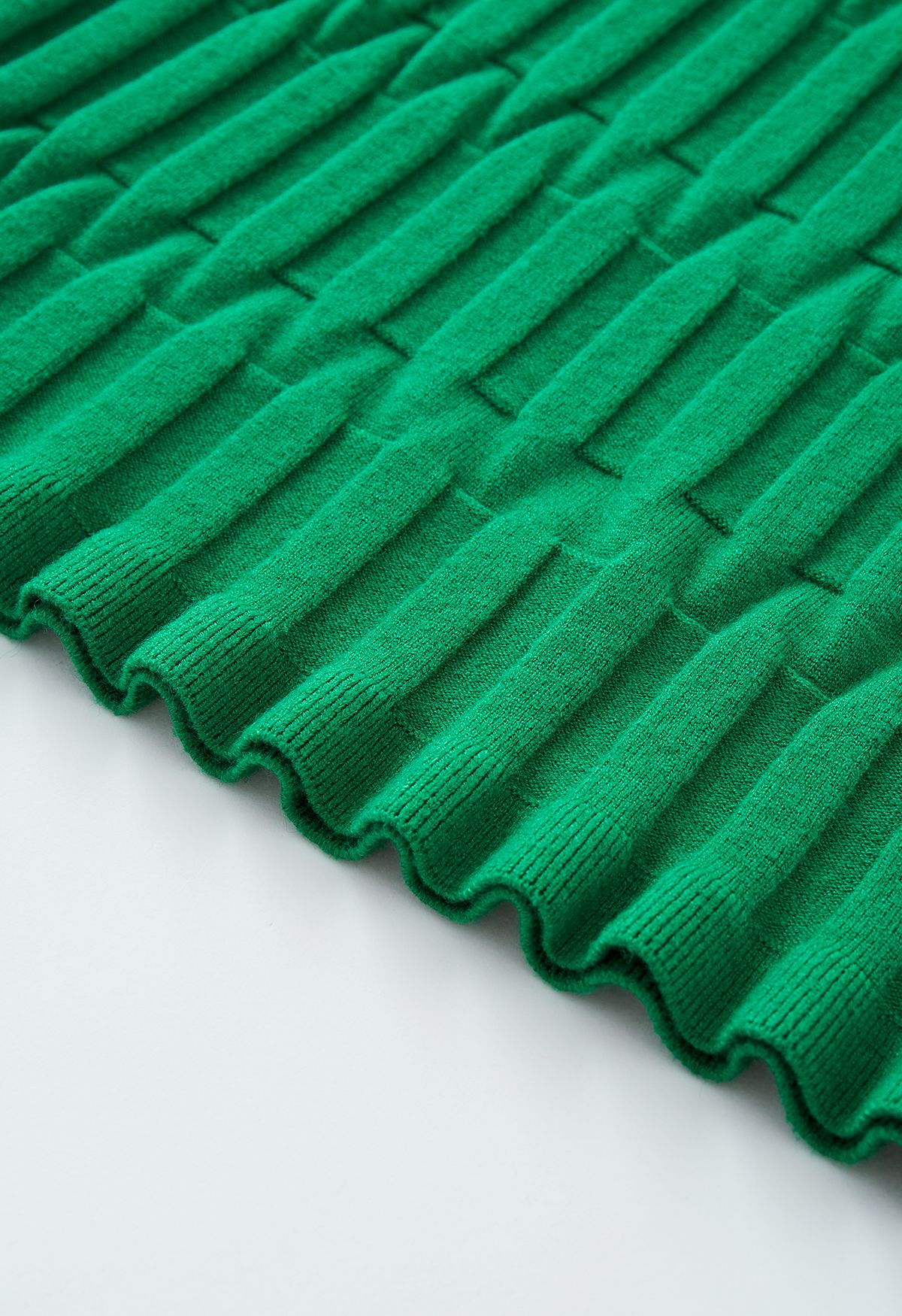 Jupe crayon en tricot à texture gaufrée en vert