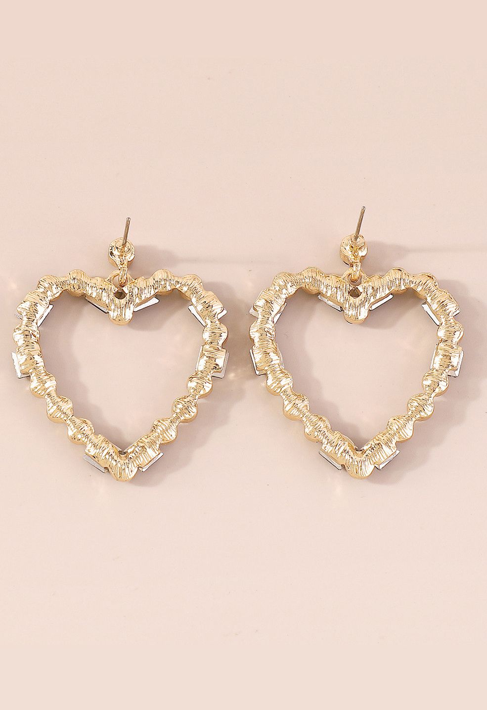 Boucles d'Oreilles Strass Coeur Creux