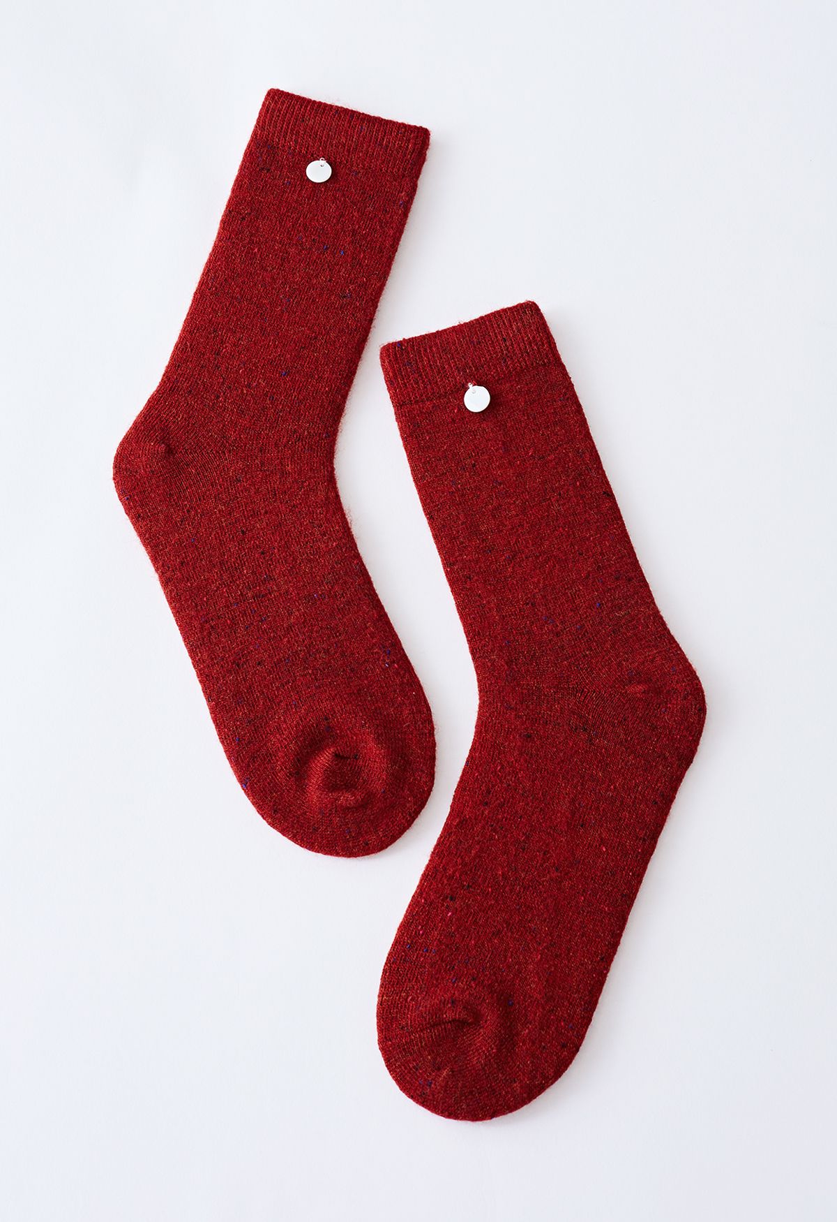 Chaussettes mi-mollet en mélange de laine mélangée à pois rouges