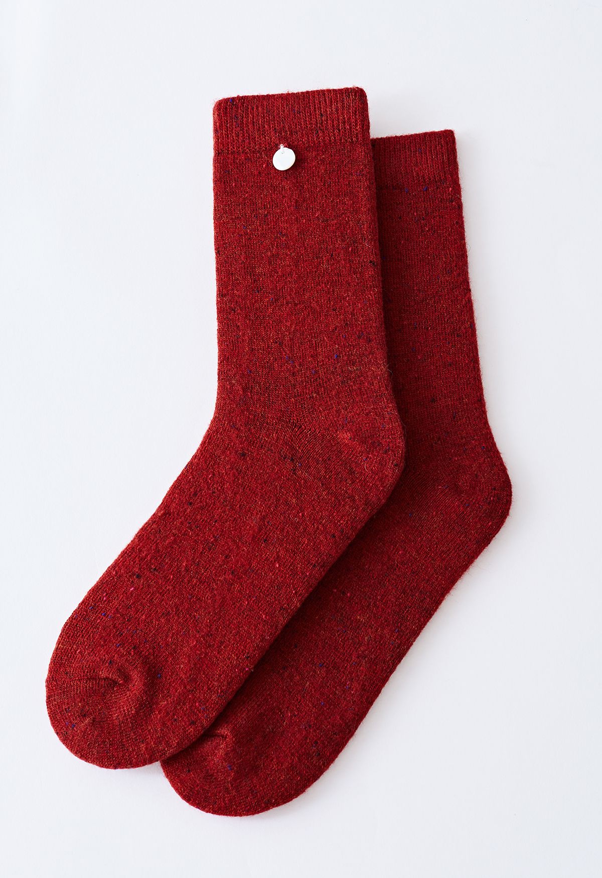 Chaussettes mi-mollet en mélange de laine mélangée à pois rouges