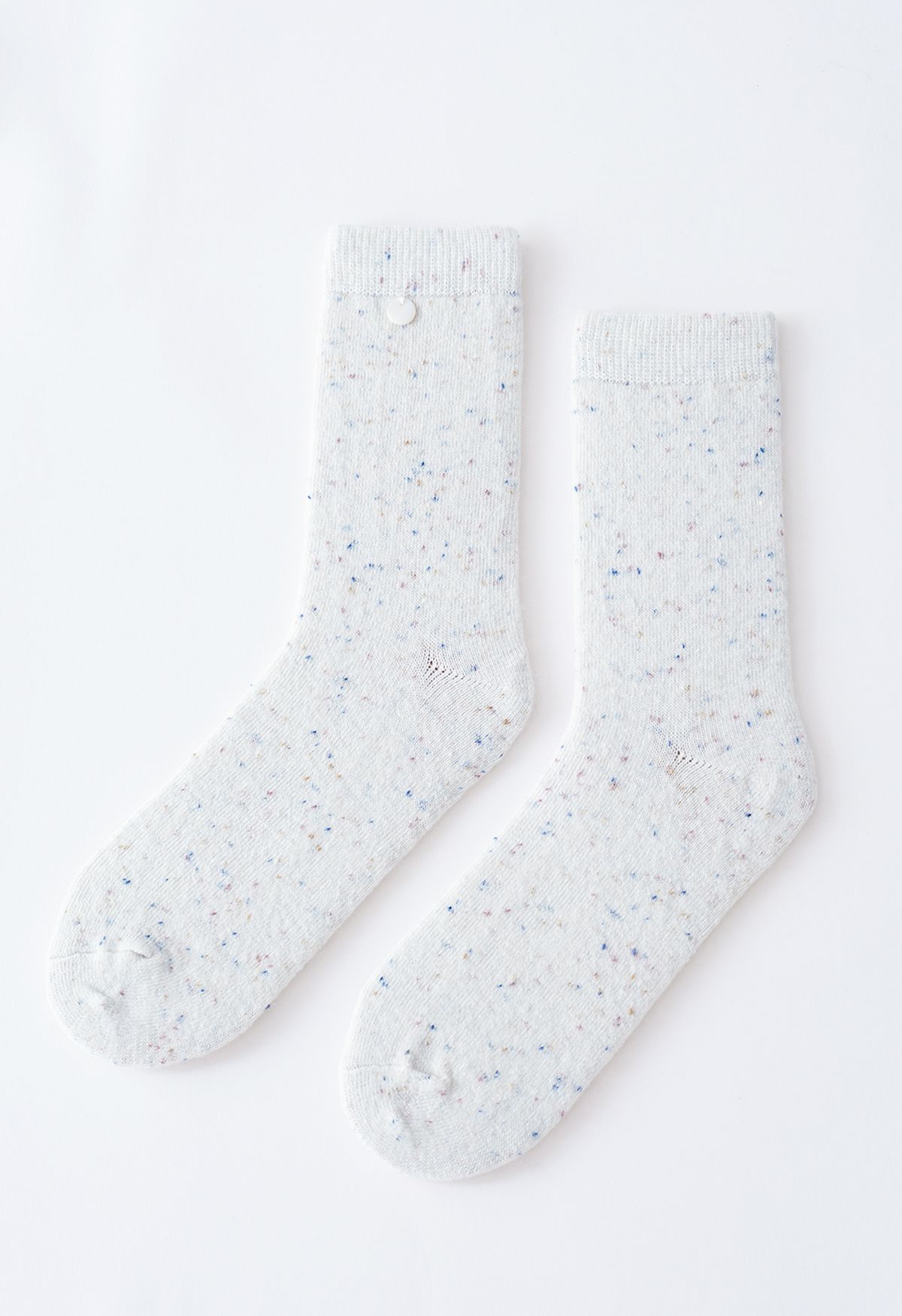 Chaussettes mi-mollet en mélange de laine mélangée à pois en crème