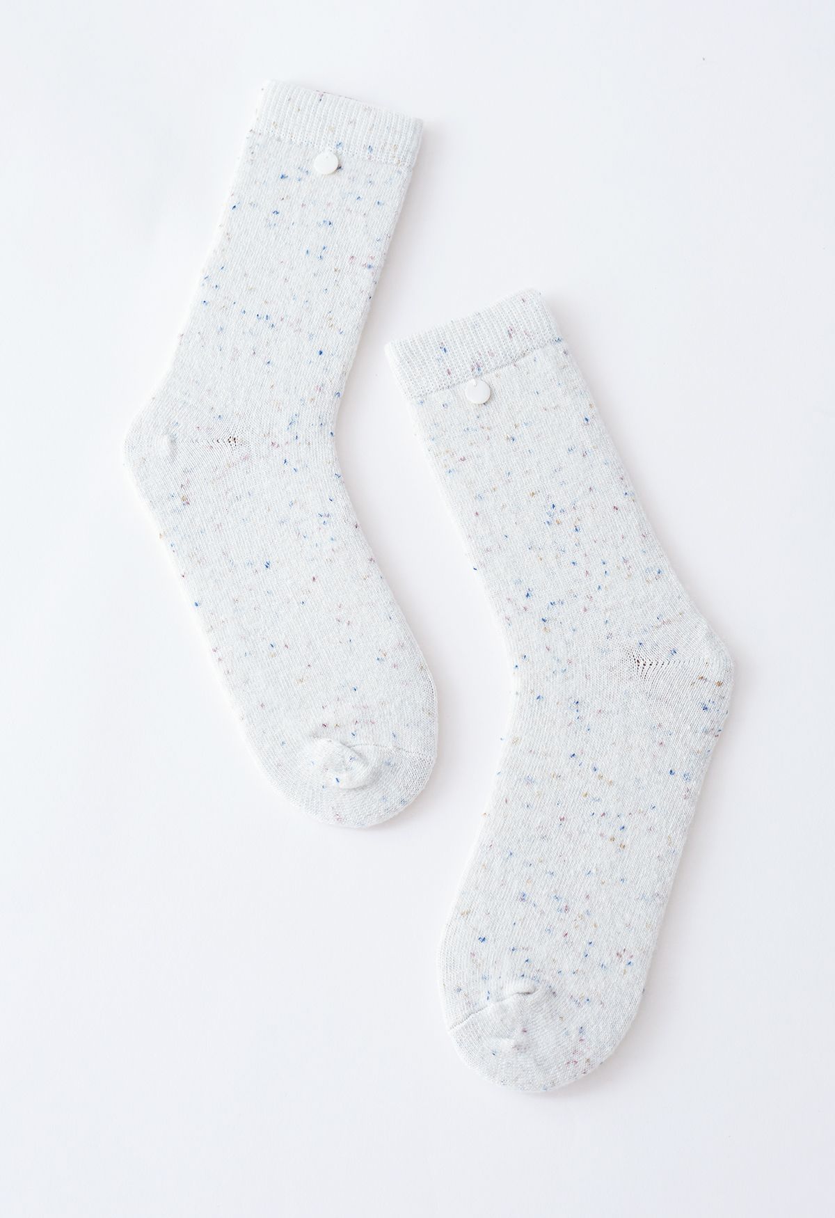 Chaussettes mi-mollet en mélange de laine mélangée à pois en crème