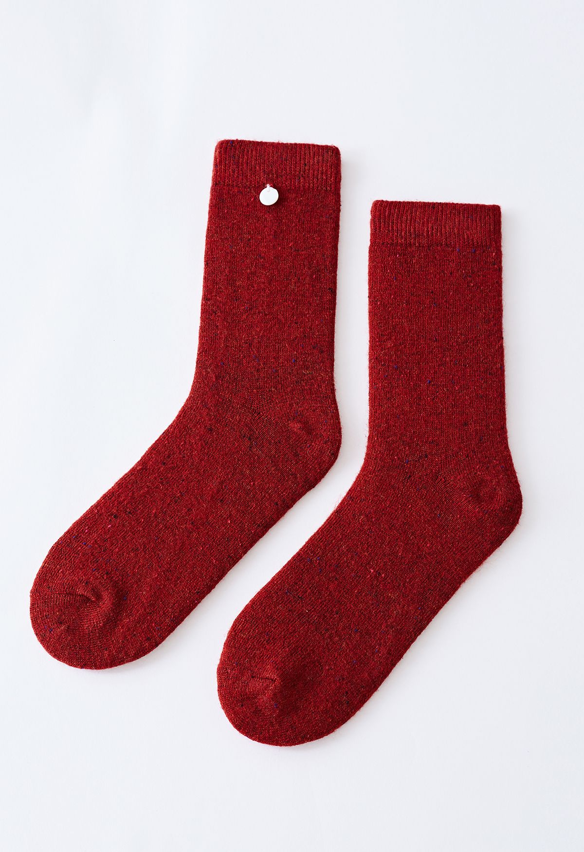 Chaussettes mi-mollet en mélange de laine mélangée à pois rouges