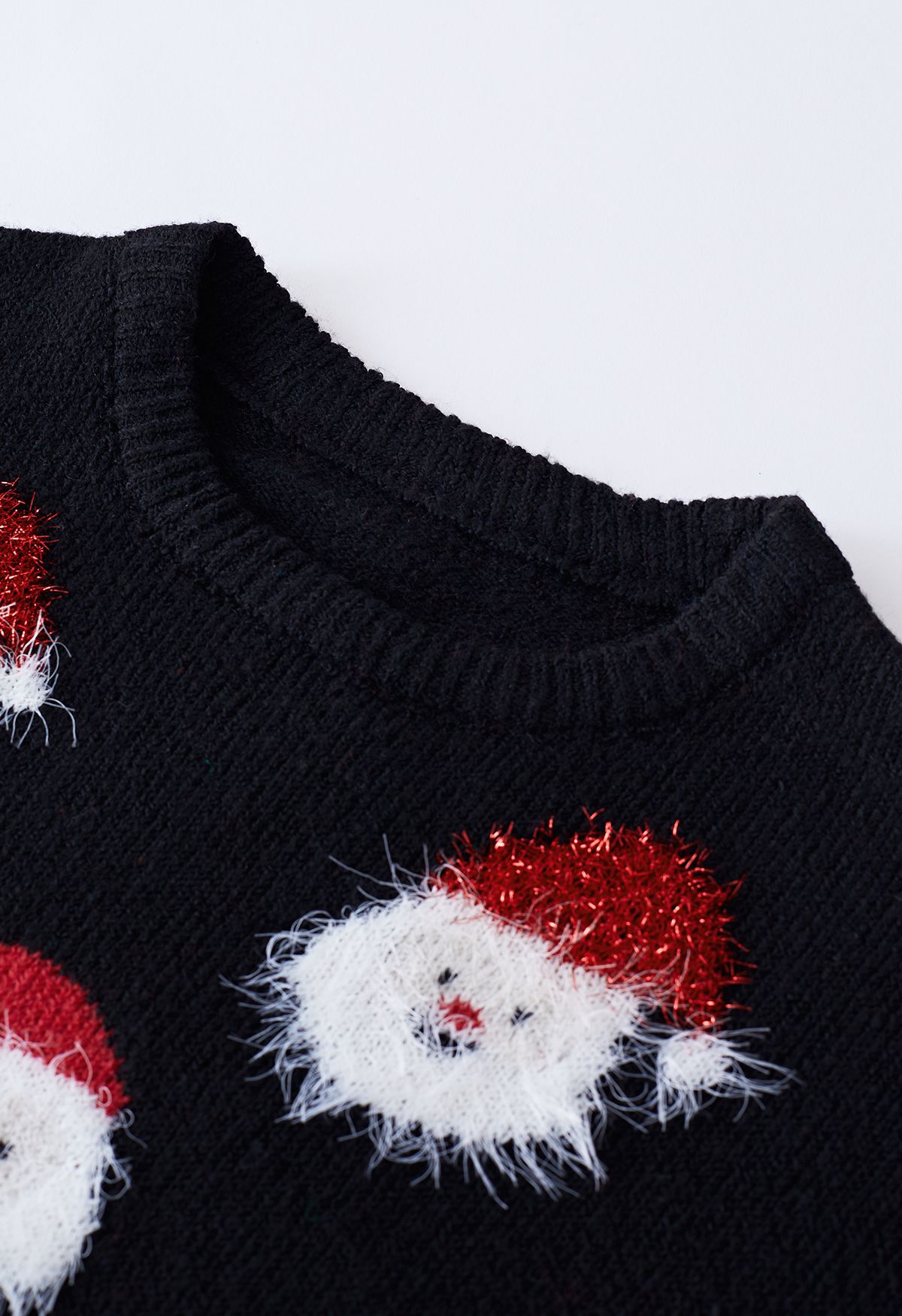 Haut en Tricot Père Noël Fuzzy en Noir