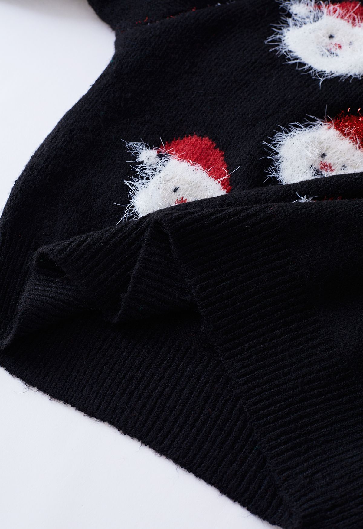 Haut en Tricot Père Noël Fuzzy en Noir