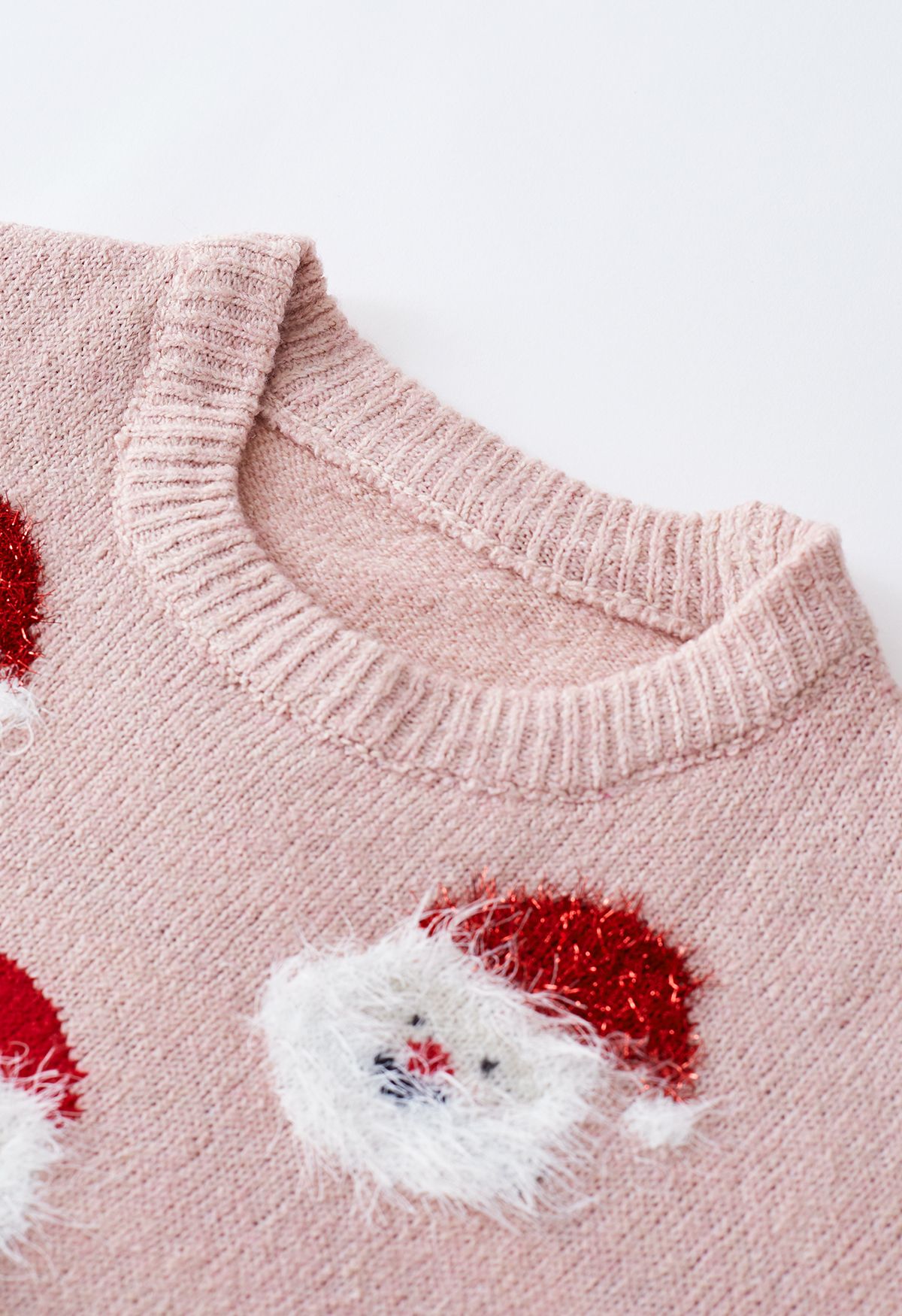 Haut en Tricot Père Noël Fuzzy en Rose