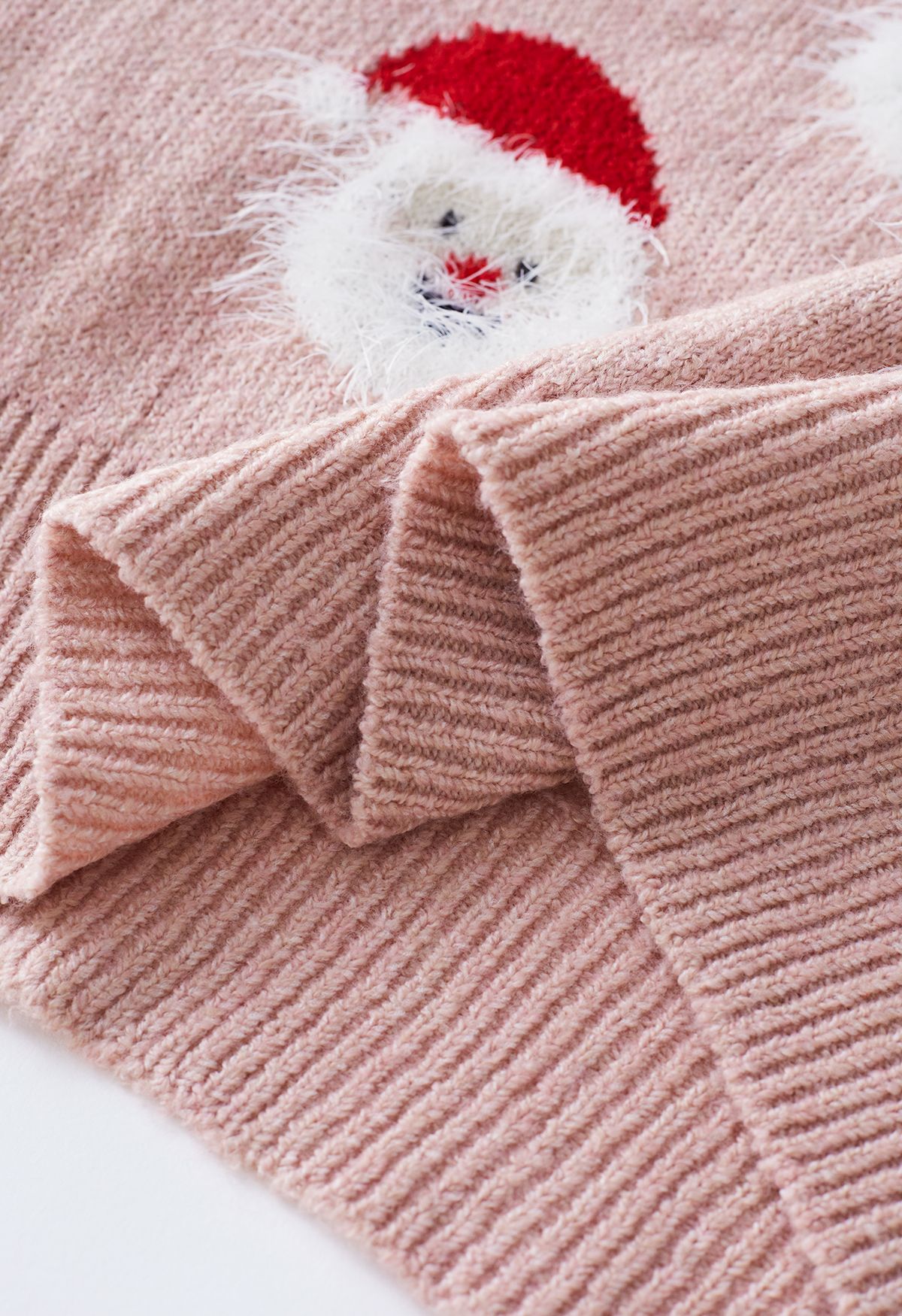 Haut en Tricot Père Noël Fuzzy en Rose