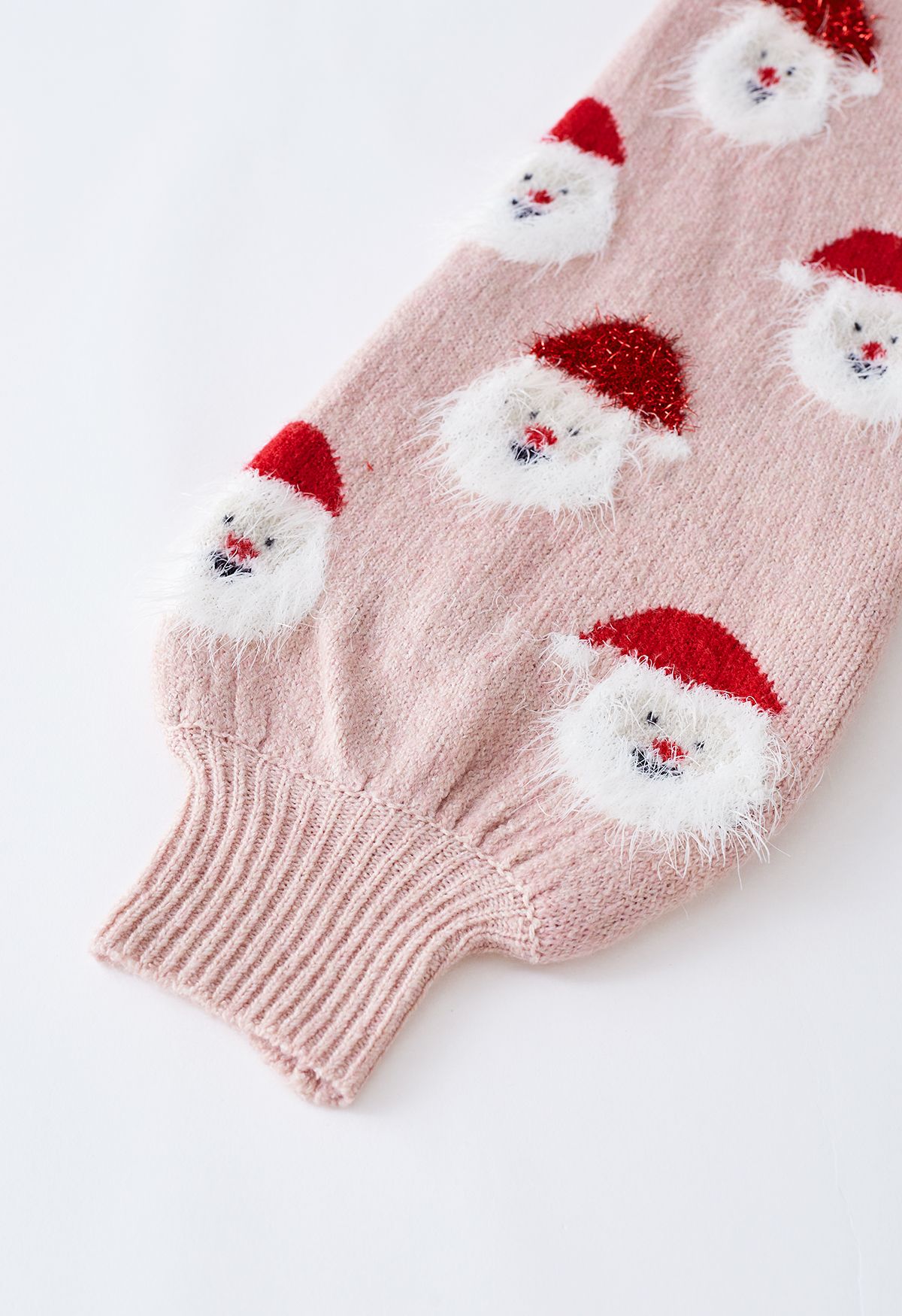 Haut en Tricot Père Noël Fuzzy en Rose