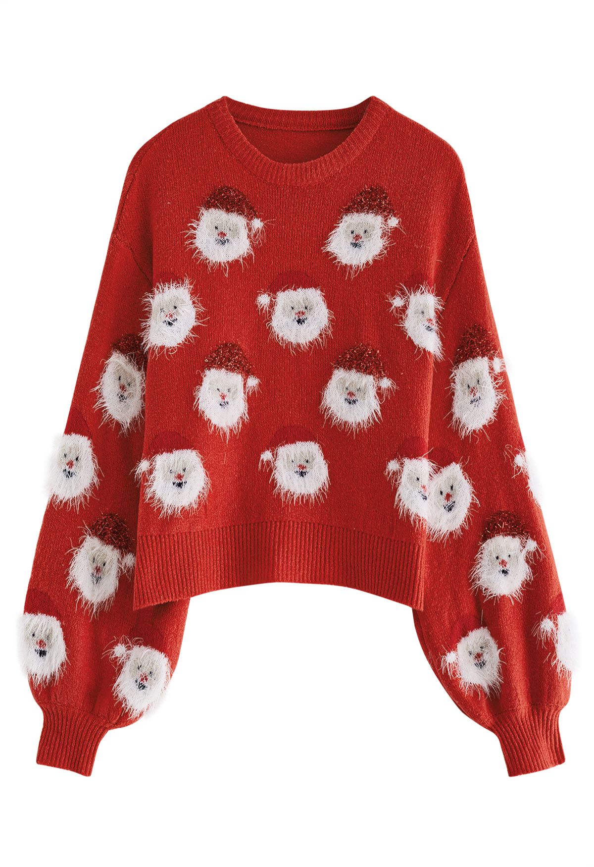 Haut en Tricot Père Noël Fuzzy en Rouge