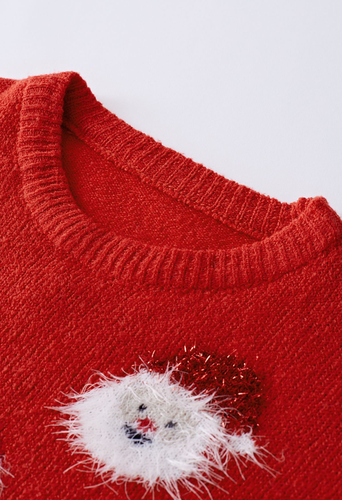 Haut en Tricot Père Noël Fuzzy en Rouge